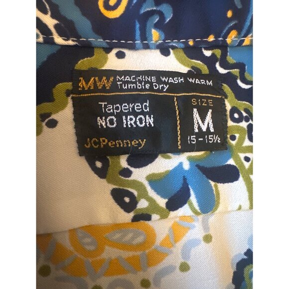 Vintage 70s JCPenney Mens Paisley Short Sleeve Button-Down Shirt Size M - Picture 2 of 4